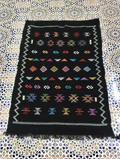 فرش کوچک اووشک فرش سیاه بربر Vintage Rug گلیم مراکشی |  اتسی