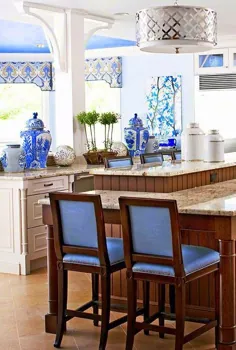 آشپزخانه Chinoiserie آبی و سفید