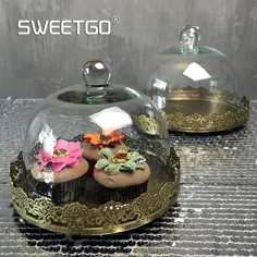 68.0US $ | سینی کیک گرد پایه کاپ کیک رنگ طلای سیاه با پوشش گنبد شیشه ای ابزار کیک برای تزیین دسر مهمانی عروسی نانوا | پایه کیک | پایه کیک کیک دار با گنبد - AliExpress