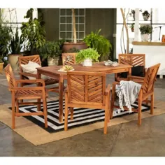 شرکت مبلمان واکر ادیسون Chevron Brown 7-Piece Wood Outdoor Patio Dining Set-HD8082 - The Home Depot