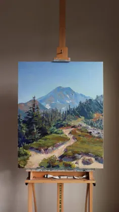 نقاشی منظره کوهستانی برفی