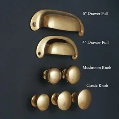 SOLID BRASS CABINET KNOBS CUPBOARD CUP PULL DRAWER HANDLES KITCHEN |  جلا داده شده