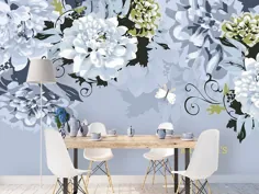 گیاهان گرمسیری گیاهان آویز با گل دیوار کاغذ دیواری |  اتسی