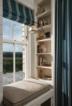 صندلی پنجره با قفسه کتاب - گوشه خواندن - ساخته شده در نازک کاری