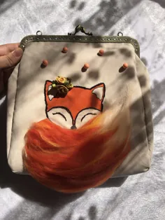 کیف روباه دستدوز تلفیق کچه و نقاشی