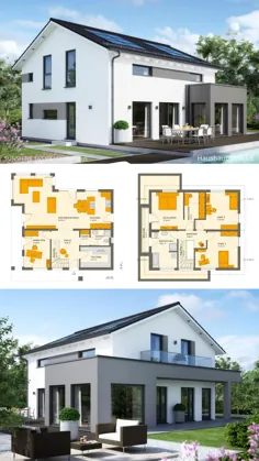 ایده های مدرن طراحی معماری خانه اروپایی با نقشه های طبقه باز ، 2 طبقه و 4 اتاق خواب