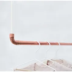 میله و گره Kleiderstange aus Kupfer und weißem Baumwollseil - در 110 سانتی متر