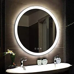 آینه غرور دیواری نیتین با آینه آرایش دایره ای سبک و مدرن با دیمر کنترل لمسی هوشمند برای اتاق خواب ، حمام