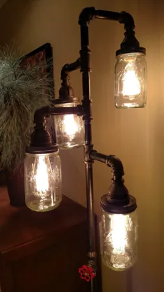 لوله چراغ طبقه 4 اتاق نشیمن Steampunk Mason Jar شامل لامپ نیست