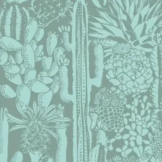 کاغذ دیواری Cactus Spirit Designer in Sage 'Mint and Frost Green'