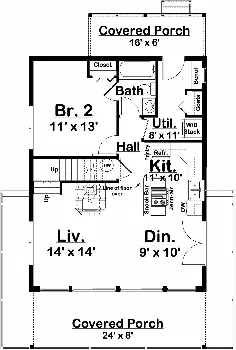 Cabin Style House Plan 80519 با 2 تخت ، 1 حمام