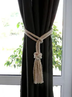 کراوات پرده گره ای الماسی پنبه ای طناب عاجی دوستی |  اتسی