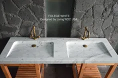 سینک ظرفشویی 63 "دوتایی سفید سنگ مرمر کارارا FOLEGE WHITE