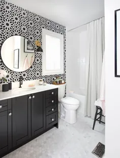 غرور باشکوه سیاه و سفید برای حمام سنتی با رنگ سفید - Decoist