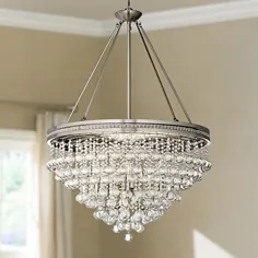 Regina Brushed Nickel 28 "Wide Crystal Light Ceiling Light - # 4F038 | Lamps Plus