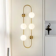 ایده های مدرن Globe Wall Sconce Matte White Glass 4-Light Bed Light دیوارهای طلایی با چراغ های دیواری و آویز میله ای مستطیلی