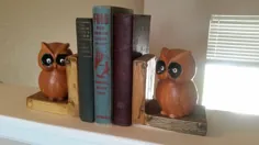 چوب مصنوعی Leafon Owl Bookends 1970s Japan Ceramic Faux Wood |  اتسی
