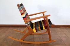 صندلی راک مدرن Mid Century ، صندلی لهجه ای ، صندلی راحتی ، رنگ ، صندلی دستباف ، مشکی ، راه راه ، الگوی خطی ، یکپارچهسازی با سیستمعامل مدرن