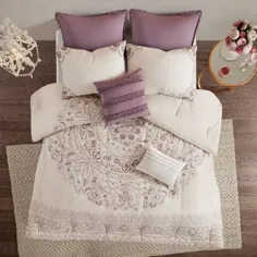 8pc Queen Kaia Cotton Cotton Printing Reversible Comforter Purple