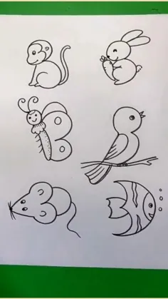 نقاشی ساده شش حیوان