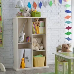 قفسه کتاب کلاسیک Playtime Hopscotch Vanilla Tall با سطل ذخیره سازی قابل ذخیره سازی اختیاری