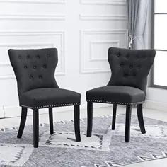 ست مبلمان 2 صندلی مخصوص آشپزخانه مخمل خاکستری تیره با بازو صندلی پارچه ای نرم پارچه ای صندلی تزیین صندلی پذیرایی صندلی های اتاق نشیمن صندلی های جانبی