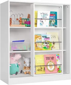 قفسه کتاب Homfa Kids 3 ردیف ، کابینت سازمان دهنده اسباب بازی با قفسه کشویی کتاب ، صفحه نمایش ایستاده رایگان قفسه های اتاق کودک ، سفید