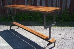 میز میله میله میز میله صنعتی جدول چوبی اصلاح شده |  اتسی