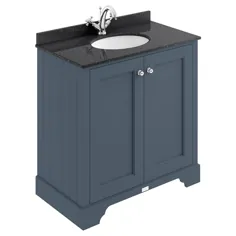 Bayswater Stiffkey Blue 800mm 2 Door Vanity Unit & 1TH Top Marble Black