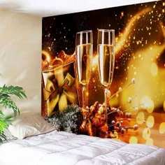 گالری عکس - دو شیشه شامپاین کریسمس ملیله آویز دیواری چاپی