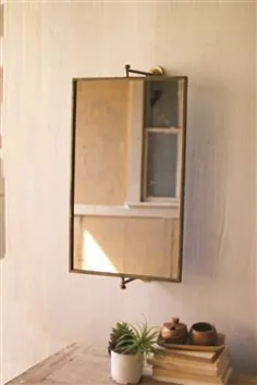 آینه دیواری منحصر به فرد - آینه چرخان برنجی مضطرب قدیمی
