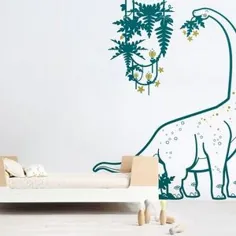 تابلوهای تزئینی دیواری دایناسور برای اتاق کودکان - Diplodocus و Liana - تابلوچسبهای دیواری پسرانه بزرگ