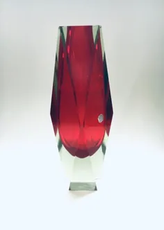 گلدان شیشه ای ایتالیایی و گلدان شیشه ای Sommerso Murano توسط الساندرو ماندروزاتو ، دهه 1960