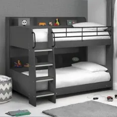 تختخواب سفارشی چوبی و فلزی مخصوص کودکان و نوجوانان Domino Anthracite
