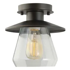 Globe Electric Nate 1-Light Oil Rubbed Bronze Semi-Flush Mount Ceiling Light with Clear Glass Shade-64846 - انبار خانه