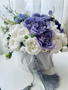 جعبه گل ، گل های لوکس ، دکوراسیون منزل ، قطعه عروسی ، گل مصنوعی ، گل آرایی ، دسته گل ، گل صد تومانی سفید