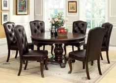 مبلمان آمریکا |  ست اتاق ناهار خوری رسمی CM3319RT Bellagio با میز گرد و صندلی های چرمی |  مبلمان طراح دالاس