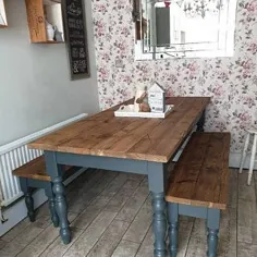 میز ناهار خوری مزارع مزرعه بازیابی شده فوق العاده گسترده روستایی - میز ناهار خوری روستایی - میز خانه مزرعه - میز دست ساز