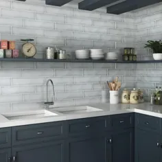 گزینه های سبک Serena Shadow Grey 4 in x 16-in Glossy Ceramic Metro Wall Tile Walles Lowes.com