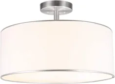 CO-Z Drum Light، 18 "Brushed Nickel 3 Light Drum لوستر، Semi Flush Mount معاصر سقف چراغ روشنایی با سایه پخش شده برای آشپزخانه ، راهرو ، میز اتاق ناهار خوری ، اتاق خواب ، حمام