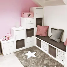 طراحی جدید سوئدی در اینستاگرام: “Ein Traum in rosa für das Kinderzimmer؟  Dieser geniale Ikea Hack von Janina und Julian macht aus mehreren Kallax Regalen eine praktische... "