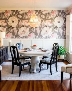 3 اتاق غذاخوری کاغذ دیواری گلدار DIY 8 (1 از 1) |  درخشان در طراحی