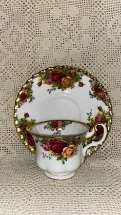فنجان و نعلبکی چای رویال آلبرت انگلیس گل سرخ گل رز 2 |  eBay