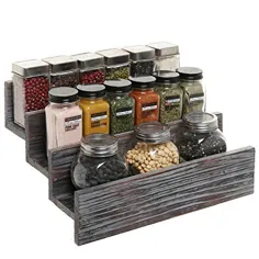 Rustic Style 3 Tier Stair Step Design Shelf Wood Spice Rack Jar Storage Organizer ذخیره سازی قفسه - MyGift