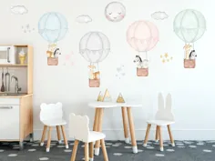 برچسب دیواری مخصوص بالون های هوای گرم پاستل تزیین دیواری اتاق کودک |  اتسی