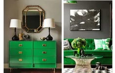 سبز زمرد + اتاق خواب و فضای داخلی خاکستری - ترکیبات شیک
