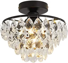 YYJLX لوستر کریستال روشنایی Mini SemI Flush Mount سقف چراغ برای راهرو اتاق خواب حمام