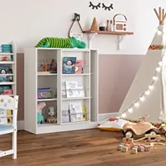 قفسه کتاب Homfa Kids 3 ردیف ، کابینت سازمان دهنده اسباب بازی با قفسه کشویی کتاب ، صفحه ایستاده رایگان ...