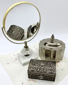 Vintage Vanity Table Accessories Etched Godinger Box Silver |  اتسی
