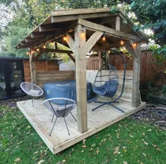 چوبی Gazebo 3.6m Hot Bath Shelter، Outdoor Woodber Garden Gazebo سقف سایبان |  eBay